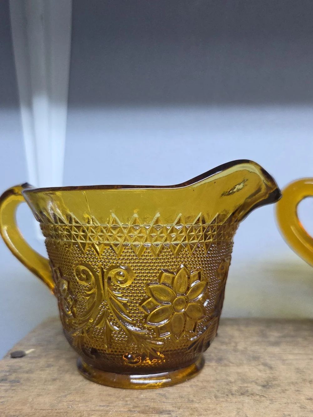 Vintage Indiana Glass Tiara Amber Glass Creamer and Sugar Set